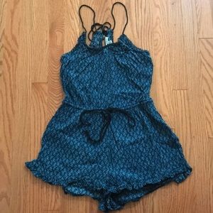 Tank top tie romper, drawstring waist.